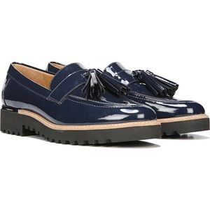 FrancoSarto Carolynn Patent Tassel Block Heel Loafers